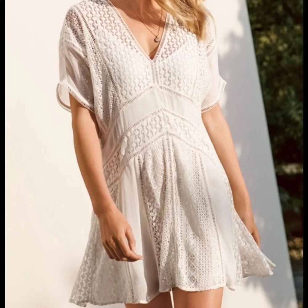 NEW • All Saints • Cindi Lace Mini Dress Oyster White 2 Womens - Picture 1 of 5